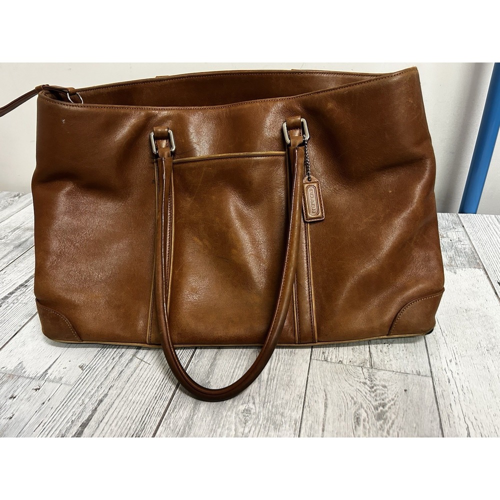 Vintage Coach Hampton Brown Leather Tote Bag 7515 Needs Restoring